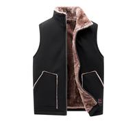 MODSGUE Gilet en peluche pour homme - Col montant - Sans manches - Veste thermique vintage - Gilet de travail - Gilet de loisirs avec fermeture éclair - Couleur unie - Gilet matelassé - Plusieurs