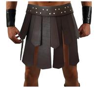 MODSGUE Gladiateur médiéval pour homme - En cuir synthétique - Ceinture de guerrier romain - Style punk - Ceinture de jupe - Halloween - Cosplay - Costume gothique - Jupe de danse - Clubwear, marron