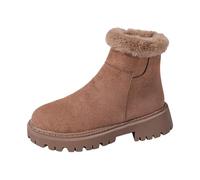 MODSGUE Grace Bottines pour femme Bottes de neige doublées Bottes d'hiver Bottes d'automne et d'hiver Couleur unie Imperméable Chaud Bottes d'hiver Confortables Bottes de neige Bottes d'hiver, café