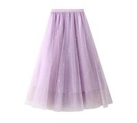 MODSGUE Jupes en tulle pour femme - Longueur genou - Pour adultes - Grandes tailles - Basique - Histoire - Court bal de fin d'année - Fête - Jupe midi stretch pour femme, lilas, taille unique