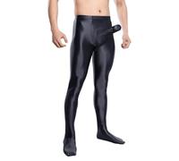 MODSGUE Legging pour homme - Collants élastiques - Taille haute - En nylon brillant - Grande taille - Compression - Crossdresser - Sissy, Noir , XL