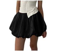 MODSGUE Mini jupe pour femme, ballon, taille haute, short, ourlet bouffant, été, tendance, mignon, pour sortir, mini jupe bulle, jupe de fête, Noir , M