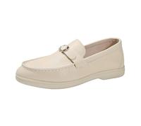 MODSGUE Mocassins orthopédiques pour femme - Chaussures de voile en cuir synthétique - Chaussures de loisirs - Chaussures basses orthopédiques d'été basiques confortables - Chaussures de marche, beige