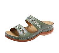 MODSGUE Mules orthopédiques pour femme - Chaussons d'été larges - Sandales de bain - Chaussures de marche légères - Chaussures d'été avec semelle intérieure - Sandales larges, vert, 42 EU