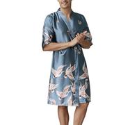 MODSGUE Peignoir léger et court pour homme - Robe de chambre sexy en satin - Kimono - Pour homme - Fin - Été - Manches longues - Pyjama en satin - Chemise de nuit imprimée - Chemise de nuit, gris, M