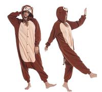 MODSGUE Pyjama une pièce animal pour adulte, costume de cosplay vêtements de nuit pour hommes et femmes, vêtements d'intérieur confortables en une seule pièce unisexe, marron, M