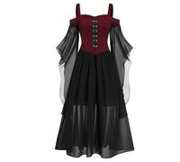 MODSGUE Robe de bal victorienne pour femme - En dentelle - Manches longues - Pour bal de fin d'année - Queen Marie Antoinette - Confortable - Basique - Costume rococo - Robe de mascarade d'Halloween