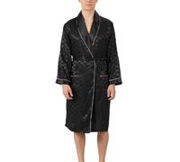 MODSGUE Robe en satin noir à manches courtes - Peignoir kimono doux - Vêtement de nuit - Kimono léger - Pour homme - Fin - Pour l'été - Élégant et chic - Ensemble pyjama d'été, Noir , XXXL
