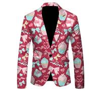 MODSGUE Sakko Veste de costume pour homme Coupe ajustée Jacquard Multicolore Blazer décontracté à paillettes Couleur unie Confortable Veste de smoking basique pour mariage, rouge, L