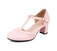 MODSGUE Sandales classiques et rétro pour femme - Motif Gatsby Oxford - Style vintage des années 1950 - Bout fermé - Bride de cheville, Rose, 39 EU