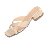 MODSGUE Sandales d'été à talons hauts pour femme - Sexy - Talon haut - Slip On - Tête carrée - Escarpins à talons hauts - Loisirs - Plage - Chaussures d'été, beige, 42 EU