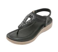MODSGUE Sandales d'été pour femme - Sandales romaines - Sandales de plage - Couleur unie - Sandales d'été - Escarpins à lanières - Élégantes - Sandales orthopédiques de trekking, Noir , 40 EU
