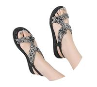 MODSGUE Sandales pour femme - Grandes tailles - Strass - Bohemia - Brides en T - Semelle souple - Chaussures d'été - Élastique - Slingback - Élégantes - Belle fille - Sandales de plage - Mocassins