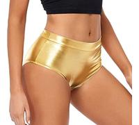 MODSGUE Short métallisé pour femme - Culotte brillante - Short de danse disco - Taille haute - Mode - Costume de sport rave, or, L