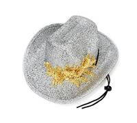 MODSGUE SilverSpace Chapeau de cowboy - Chapeau de cowgirl holographique scintillant pour fête de bachlorette, carnaval, uni, basique, taille, argenté, taille unique