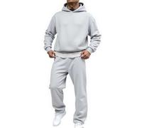 MODSGUE Survêtement d'hiver en coton pour homme - Manches longues - Avec capuche - Uni - Beuqem - Basique - 2 pièces - Pour fitness, sport, hip hop, streetwear, gris, S