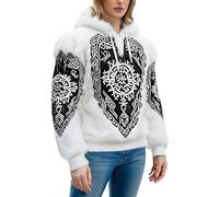 MODSGUE Sweat à capuche Viking pour femme - Imprimé 3D - Mythe nordique - Tatouage - Pull à capuche doux - Vikings - Cosplay - Costume de carnaval - Flanelle confortable - Pull d'hiver en polaire