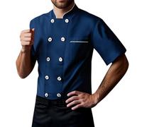 MODSGUE Uniforme de cuisinier pour homme - Unisexe - Respirant - Veste de boulangerie à manches courtes - Pour restaurant, hôpital - Vêtement de cuisine avec boutons - Vêtements professionnels