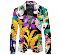 MODSGUE Veste de costume pour homme - Jacquard multicolore - Veste de costume décontractée - Vêtement formel - Costume de carnaval pour homme - Coupe droite - Manches longues - Manteau d'affaires pour