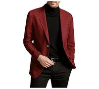MODSGUE Veste de loisirs pour homme - Coupe droite - Blazer d'affaires - Veste de costume rouge - Veste d'hiver - Coupe ajustée - Veste de jogging basique - Chemise unie, rouge, L