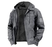 MODSGUE Veste d'hiver chaude pour homme - Grandes tailles - Veste polaire avec capuche et fermeture éclair - Veste thermique coupe-vent - Veste d'extérieur décontractée - Veste d'aviateur, gris foncé