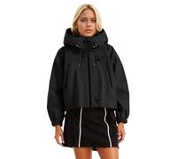 MODSGUE Veste softshell pour femme - Imperméable - Veste d'extérieur - Doublure chaude avec capuche amovible - Basique confortable et respirante - Veste de randonnée demi-saison, Noir , S