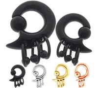 MoDTanOiz Paire de tunnels de chair 3 mm à 12 mm avec jauges d'oreille bouchons Poids en acier avec boule 8g = 3mm , BLACK STEEL