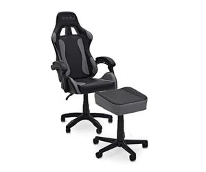modul Fauteuil de Studio Inclinable et Tabouet Repose Pied, noir et gris