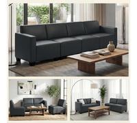 Canape droit en.casa 4 places en simili-cuir gris 72 x 250 x 76 cm gris G