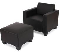 Fauteuil Salon/Lounge Lyon Avec Pouf, Simili-Cuir Noir Multicolore