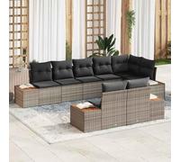 Modular Outdoor Garden Sofa Set 8-Piece with Cushions, Grey Poly Rattan Wicker Furniture for Patio Terrace Balcony, Waterproof Storage Seats, Modern Lounge Set, Weather Resistant, Easy Assembly