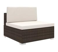 Modular Outdoor Sectional Sofa Seat 1 PC with Cushions, Brown Woven Resin Weatherproof Patio Furniture for Garden, Poolside, Lightweight Durable Steel Frame, Cream White Cushions 70x70x52.5cm