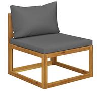 Modular Outdoor Sectional Sofa with Dark Gray Cushions - Acacia Wood Central Seat Weather-Resistant Garden Furniture for Patio, Poolside Durable & Comfortable Lounge Set with Removable Pillows