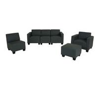 Modular Sofa-System Ensemble de canapés Lyon 3-1-1-1, similicuir gris foncé