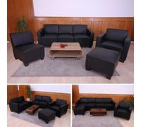 Modular Sofa-System Ensemble de canapés Lyon 3-1-1-1, similicuir ~ noir