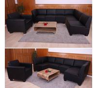 Modular Sofa-System Ensemble de canapés Lyon 6-1, similicuir ~ noir