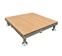 Modular Wood Plastic Composite Elevated Floor, Anti-corrode Flooring Tiles | Composite Platform for Patio, Garden, Backyard, Easy Assembly, Free Combination, Adjustable Height(Teak color)