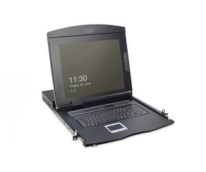 Modularized 43,2cm (17") TFT console with 8 port KVM, German keyboard, black (RAL 9005)