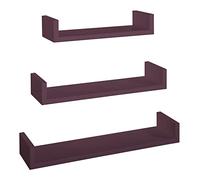 MODULARREDO | Calamita Lot de 3 étagères murales design, 60 x 8 p15,5 cm, 50 x 8 p15,5 cm, 40 x 8 p15,5 cm, violet aubergine