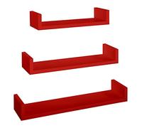 MODULARREDO | CALAMITA Lot de 3 étagères murales, étagères murales design, étagère murale, 60 x 8 p15,5 cm, 50 x 8 p15,5 cm et 40 x 8 p15,5 cm, rouge - Made in Italy