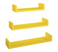 MODULARREDO | CALAMITA Lot de 3 étagères murales, étagères murales, étagère murale, 60 x 8 x 15,5 cm, 50 x 8 x 15,5 cm, 40 x 8 x 15,5 cm, jaune canari - Fabriqué en Italie
