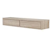 MODULARREDO | DOMINO Étagère murale avec tiroir, table de chevet suspendue, étagère murale, 88,2 x 13,4 p20 cm, chêne Sagerau - Made in Italy