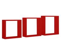MODULARREDO | INCUBO SLIM Set de 3 Étagères Murales, 30 x 30 x 10 cm, 27 x 27 x 10 cm, 24 x 24 x 10 cm, Rouge