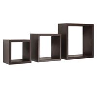 MODULARREDO | Lot de 3 étagères murales, cubes d'ameublement, étagères cubes, cubes muraux, 35 x 35, 25 x 25 et 20 x 20 p15,5 cm, wengé - Made in Italy