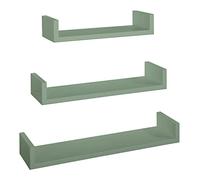 MODULARREDO | Lot de 3 étagères murales design, 60 x 8, 50 x 8 et 40 x 8 cm p15,5 cm, vert eau marine - Fabriqué en Italie