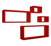 MODULARREDO | Merlin Lot de 4 étagères murales, 75 x 30 cm, rouge