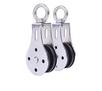 ModularSports Lot de 2 poulies de renvoi rotatives en acier poli - Corde en acier jusqu'à 10 mm - Poulie de fitness - Charge maximale de 330 kg - Poulie robuste - Pour intérieur
