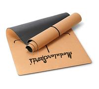 ModularSports Tapis de yoga en liège avec lignes d'alignement - Hypoallergénique et antidérapant - En liège - Caoutchouc naturel - 180 x 60 cm - Durable - 6 mm d'épaisseur