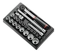 Module 23 pièces cliquet douilles 1/2' 6 pans métriques FACOM - MOD.S161-36PB Noir G