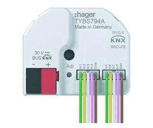 Module 4 entrées + 4 sorties LEDs, à encastrer, KNX - HAGER TYBS794A